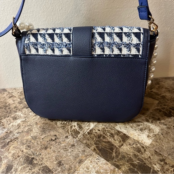 Cato Blue Faux Tweed Purse With Blue And Pearl Straps - Picture 6 of 14